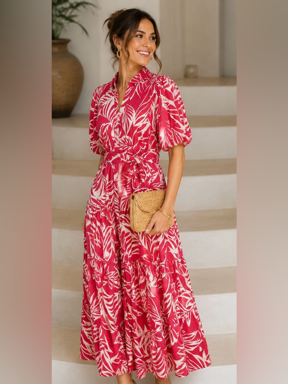 NWOT Elegant Pink Floral Maxi Dress  size S new without tags